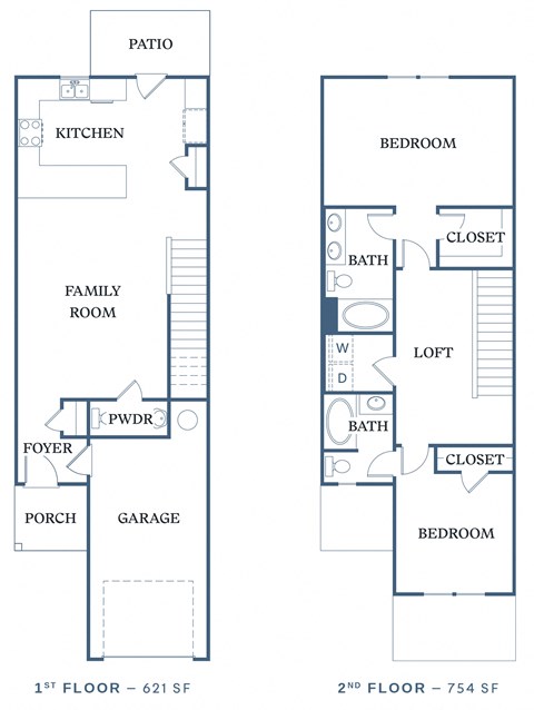 a floor plan of a two story house with a garage a kitchen and a living room